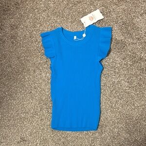 Chic Blue Ruffle Sleeve Top